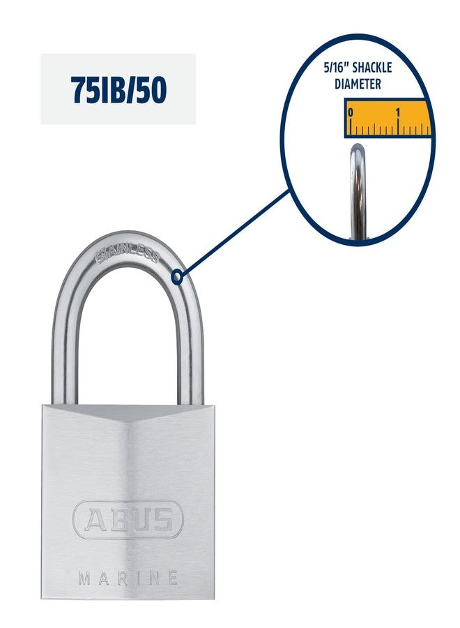 ABUS 75IB/50 KD Marine Grade Chrome Plated Brass Padlock, Stainless Steel Shackle, Keyed Different - Image 2