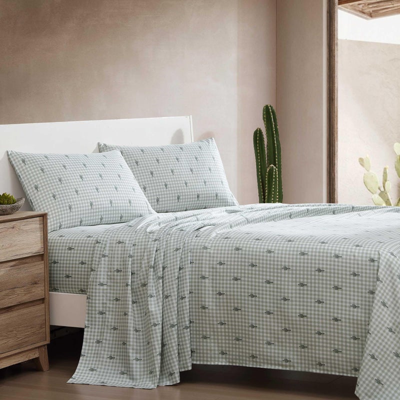 Wrangler - Queen Sheet Set  Super Soft & Cozy Bedding with Matching Sham(s)  Casual Luxurious Bedding Set  Yellowstone Inspired  Oeko-Tex Certified (Cactus Gingham Green  Queen) - Image 2