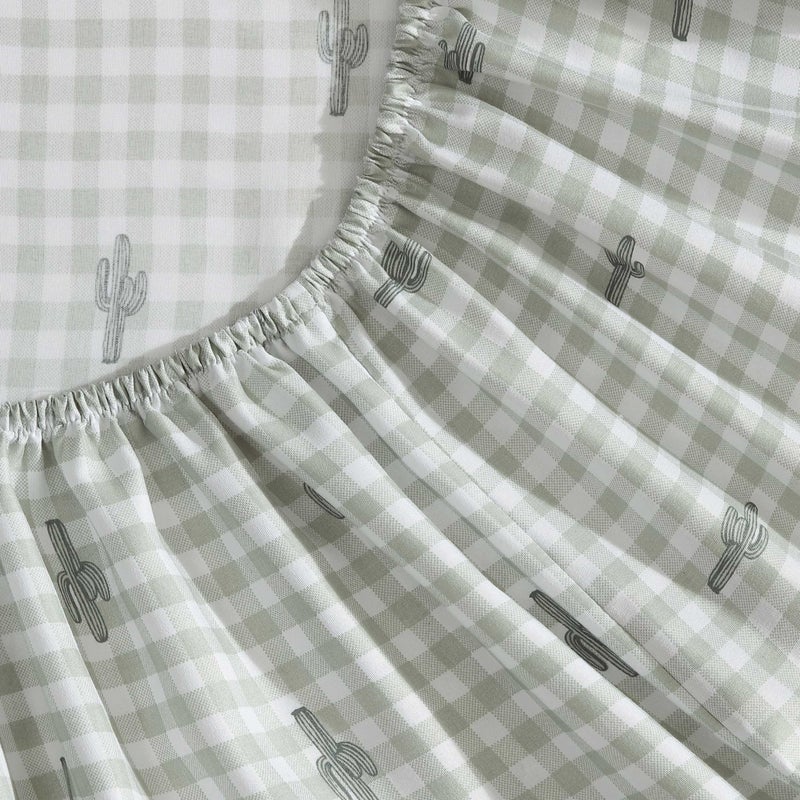 Wrangler - Queen Sheet Set  Super Soft & Cozy Bedding with Matching Sham(s)  Casual Luxurious Bedding Set  Yellowstone Inspired  Oeko-Tex Certified (Cactus Gingham Green  Queen) - Image 4