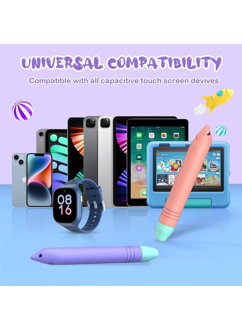 SYOSI Kids Stylus Pens for Touch Screens, Anti Rolling Tablet Stylus with Tethers Compatible with iPad Android and All Touch Devices, 2 Pack Durable Lightweight Drawing Writing Tool for Children Students - Image 5
