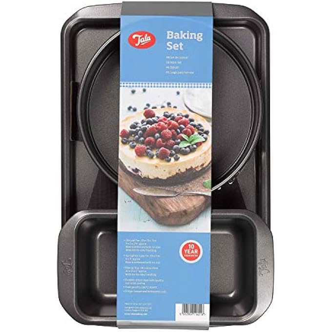 Tala Essentials Baking Set 9 inch Springform Cake Tin 2Lb Loaf Pan  25 x 38 cm Baking Tray - Image 4