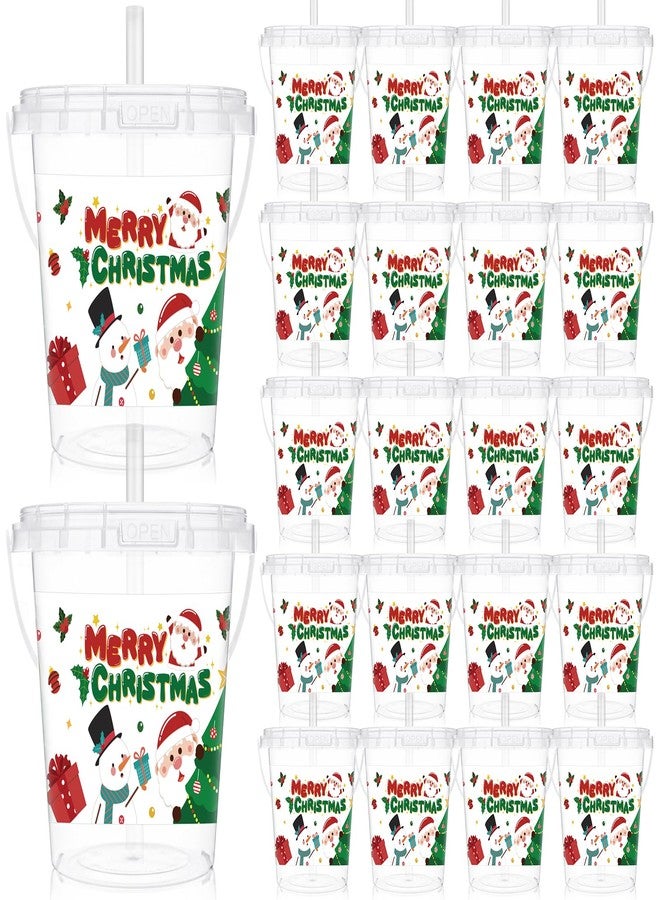 مجموعة شايني مون من 20 قطعة من دلاء بلاستيكية لعيد الميلاد، أكواب عيد ميلاد مجيد بالجملة مع أغطية وماصات، سعة 34 أونصة، أكواب سفر للمشروبات، أكواب بلاستيكية قابلة لإعادة الاستخدام للنبيذ والمشروبات الساخنة والباردة، لوازم حفلات عيد الميلاد - Image 1