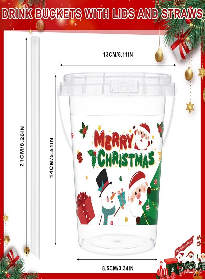 مجموعة شايني مون من 20 قطعة من دلاء بلاستيكية لعيد الميلاد، أكواب عيد ميلاد مجيد بالجملة مع أغطية وماصات، سعة 34 أونصة، أكواب سفر للمشروبات، أكواب بلاستيكية قابلة لإعادة الاستخدام للنبيذ والمشروبات الساخنة والباردة، لوازم حفلات عيد الميلاد - Image 2