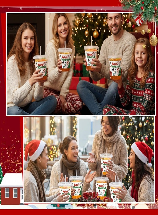 مجموعة شايني مون من 20 قطعة من دلاء بلاستيكية لعيد الميلاد، أكواب عيد ميلاد مجيد بالجملة مع أغطية وماصات، سعة 34 أونصة، أكواب سفر للمشروبات، أكواب بلاستيكية قابلة لإعادة الاستخدام للنبيذ والمشروبات الساخنة والباردة، لوازم حفلات عيد الميلاد - Image 5