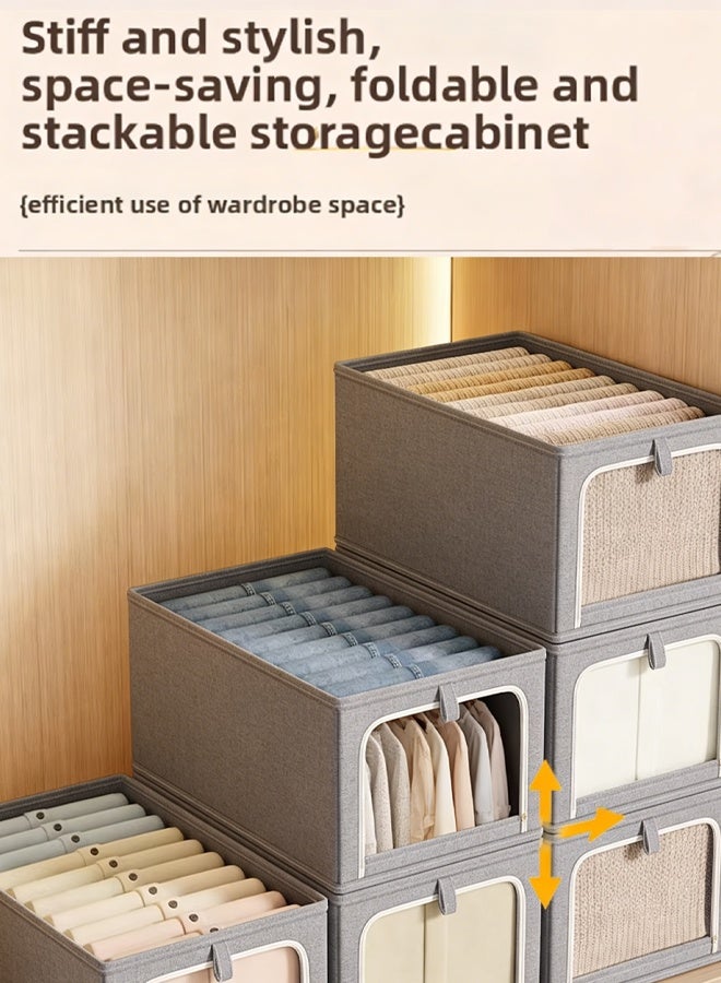 JACIRCLE Wardrobe Clothes Organizer Foldable  Closet Storage Organizer For Clothes Jeans Washable Closet Storage Boxes With Carrying  Handles Cube Storage Bin For Home Bedroom - Image 4