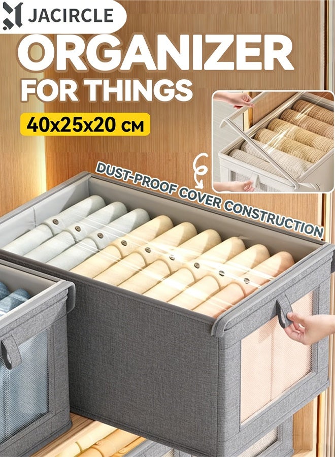 JACIRCLE Wardrobe Clothes Organizer Foldable  Closet Storage Organizer For Clothes Jeans Washable Closet Storage Boxes With Carrying  Handles Cube Storage Bin For Home Bedroom - Image 1