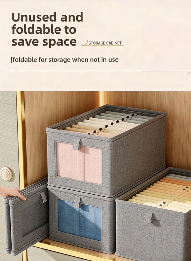 JACIRCLE Wardrobe Clothes Organizer Foldable  Closet Storage Organizer For Clothes Jeans Washable Closet Storage Boxes With Carrying  Handles Cube Storage Bin For Home Bedroom - Image 5