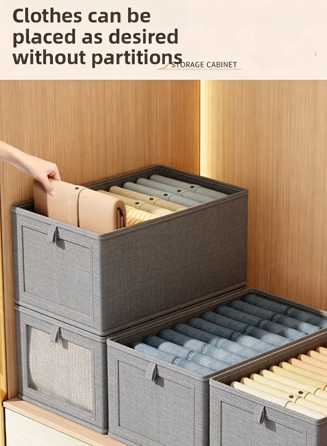 JACIRCLE Wardrobe Clothes Organizer Foldable  Closet Storage Organizer For Clothes Jeans Washable Closet Storage Boxes With Carrying  Handles Cube Storage Bin For Home Bedroom - Image 3