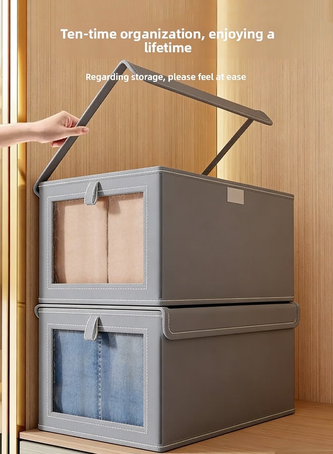 JACIRCLE Wardrobe Clothes Organizer Foldable  Closet Storage Organizer For Clothes Jeans Washable Closet Storage Boxes With Carrying  Handles Cube Storage Bin For Home Bedroom - Image 2