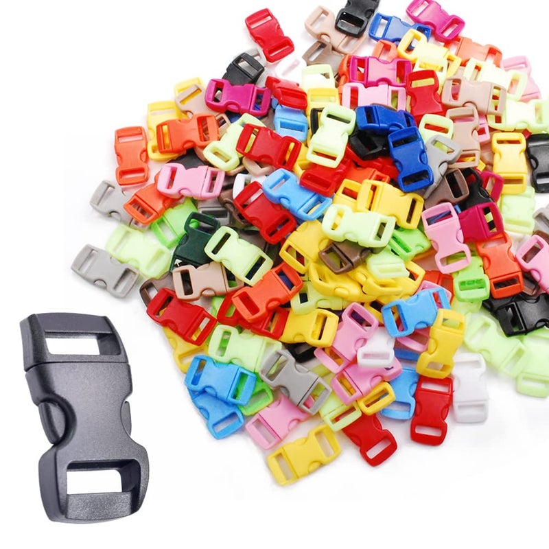 200pack Assorted 38Curve Contoured Side Release Buckle for Parachute 550 Cord Paracord Bracelet Pets Collar Strap Webbing Sewing Accessories FLC003