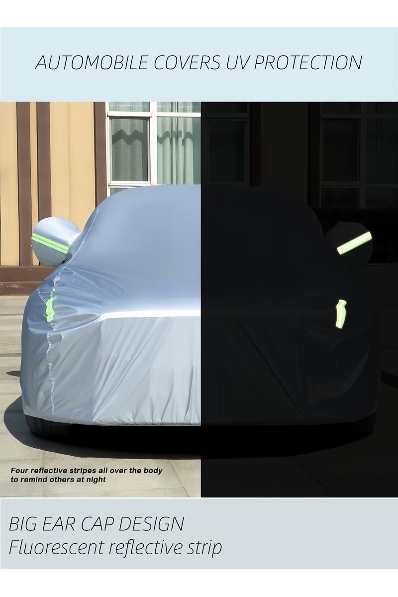 XOI Full Car Covers ,Sun Shield Car Universal Cover ,SUV Sunscreen UV Protection Indoor Outdoor Sunscreen Heat Protection DustWind/Water/Weatherproof Anti-Uv Scratch-Resistant Sedan Universal Suit With Reflective Strip - Image 4