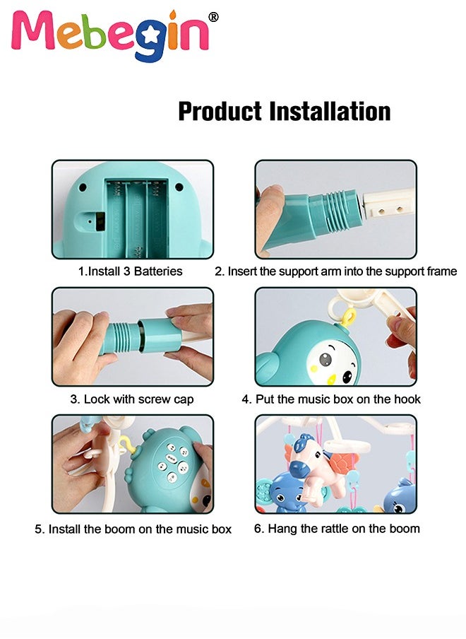 MEBEGIN Baby Crib Mobile with Music and Light, Universal Crib Attachment, Remote Control Bed Bell, Adorable Crib Hanging Toys, Multifunctional Hanging Toys, Ideal Nursery Toy for Babies  - Image 4