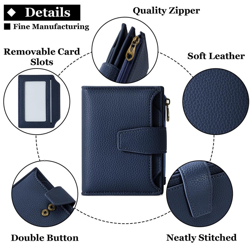 Airkit Small Wallet Women RFID Blocking Soft Leather Bifold Compact Card Holder Wallet for Women with Zipper Coin Pocket 4 ID Window - Image 5