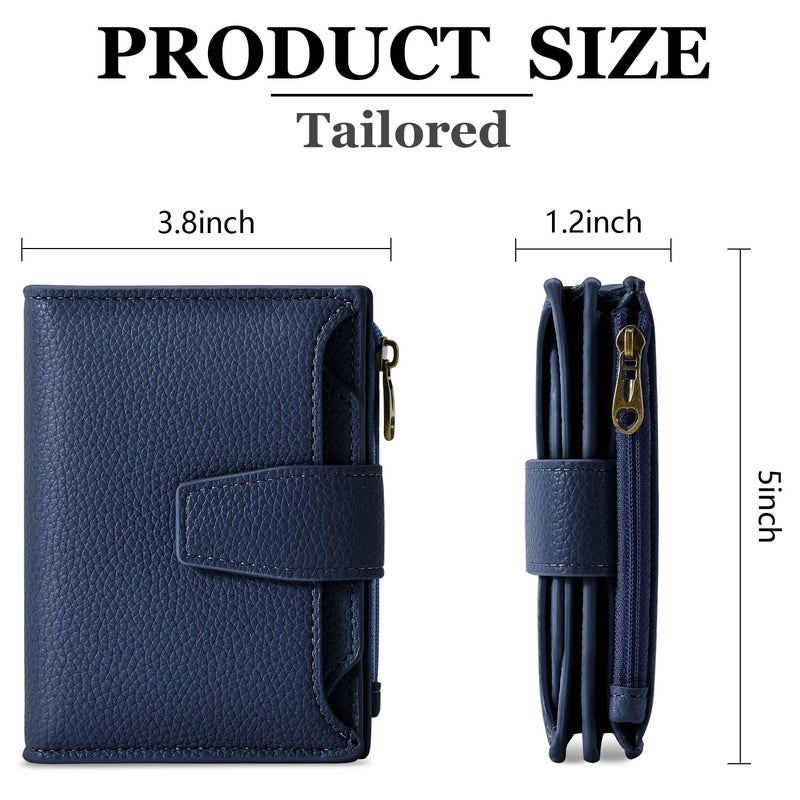 Airkit Small Wallet Women RFID Blocking Soft Leather Bifold Compact Card Holder Wallet for Women with Zipper Coin Pocket 4 ID Window - Image 3