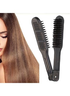 Brrnoo Double Sided Brush Hair Straightening Comb Hair Comb Hair Straightening Comb Styling Tools Boar Bristle Comb Clamp Hair Detangler Brush Hair Styling Tool For Reduce Split Ends Of Your Hair  - Image 2