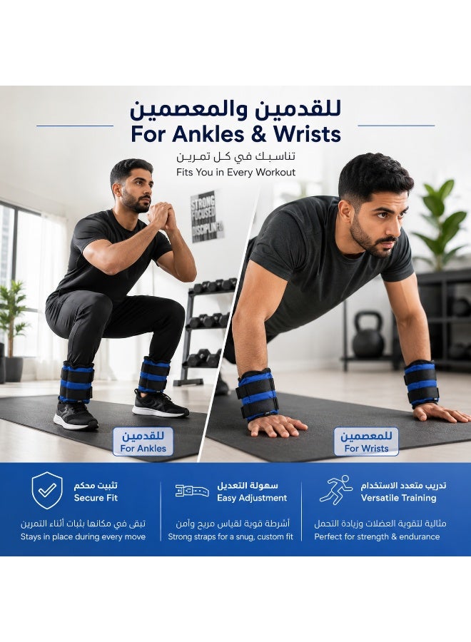 واميت أوزان كاحل ومعصم قابلة للتعديل، زوج 3 كجم لكل قطعة، أثقال للأرجل والذراعين للمشي والجري واليوغا والتمارين المنزلية - Image 3