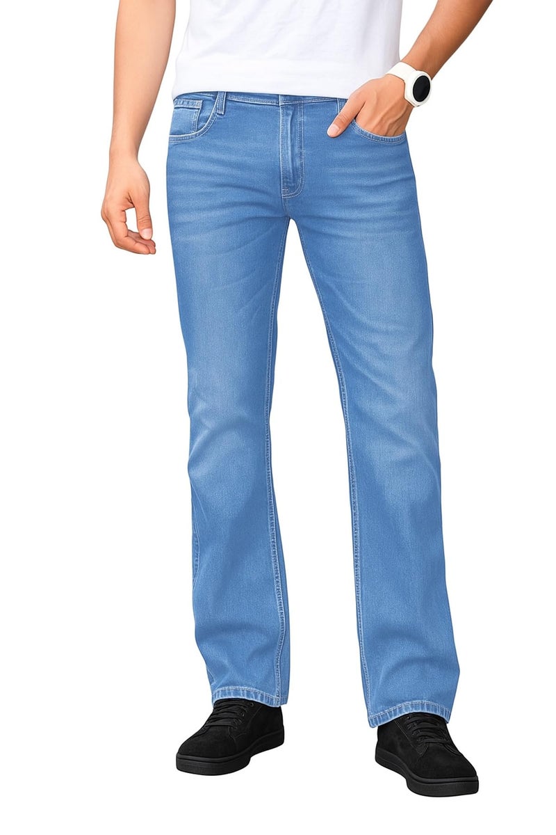 Ben Martin Men's Smart Fit Stretchable Jeans || Light Blue Mid-Rise Denim Pants with Whisker Wash || Premium Casual Wear Jean for Men || 5 Pocket Jean's for Men's – Size 34 (1) - Image 1