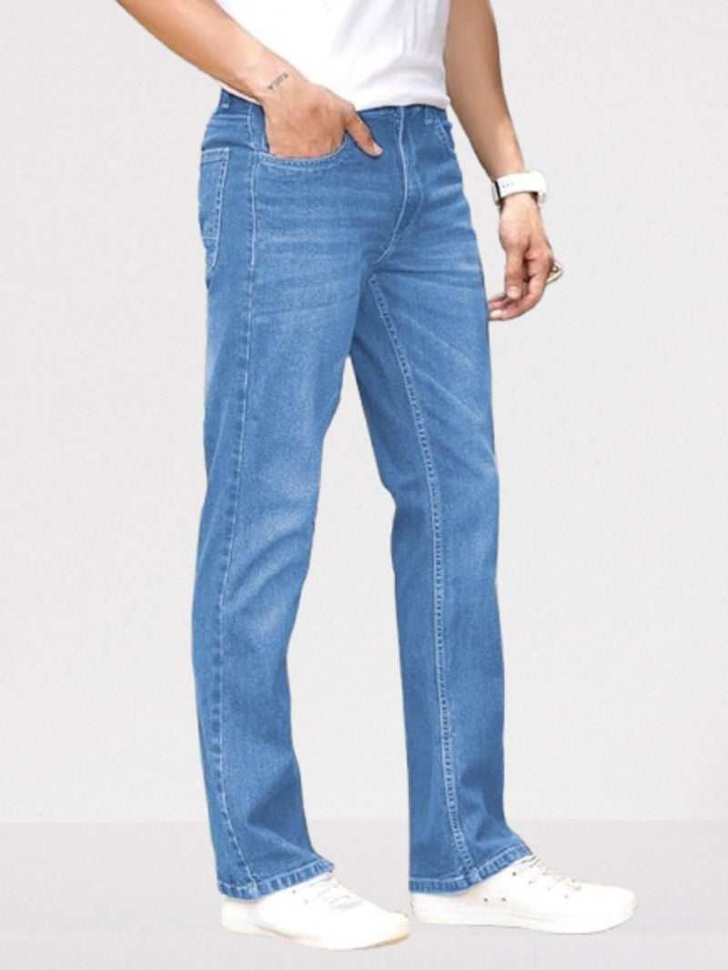 Ben Martin Men's Smart Fit Stretchable Jeans || Light Blue Mid-Rise Denim Pants with Whisker Wash || Premium Casual Wear Jean for Men || 5 Pocket Jean's for Men's – Size 34 (1) - Image 3