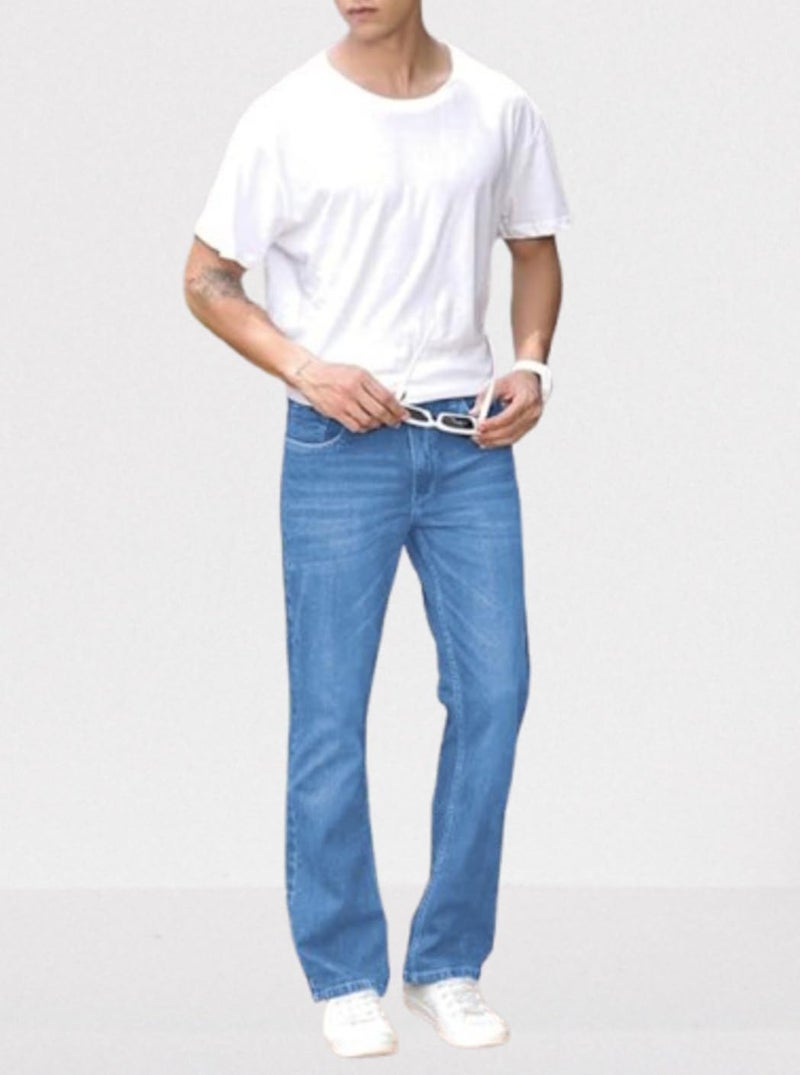 Ben Martin Men's Smart Fit Stretchable Jeans || Light Blue Mid-Rise Denim Pants with Whisker Wash || Premium Casual Wear Jean for Men || 5 Pocket Jean's for Men's – Size 34 (1) - Image 5