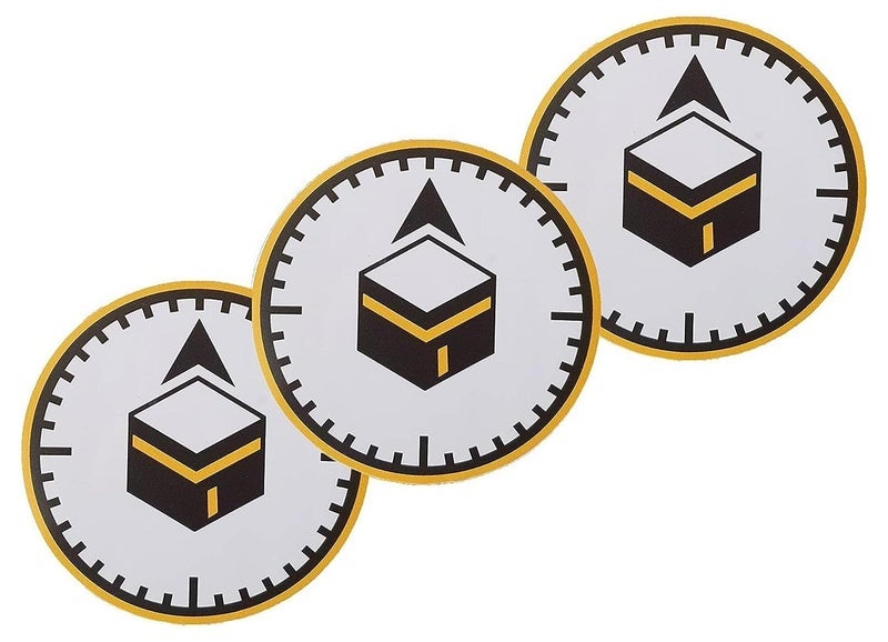 RYN Qibla Sign for Praying 3pcs Bundle of Vinyl Sticker Signage to indicate Qibla Vinyl Decal Stickers for Muslim Kaaba ROUND AA - Image 1