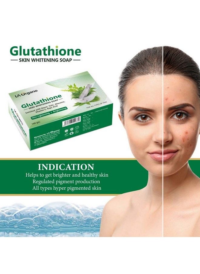 Glutathione Neem & Tulsi Skin Whitening Soap With Kojic Acid For Skin Lightening & Brightening Dark Spot And Dead Skin Cell Removal Fairness Soap All Skin Type