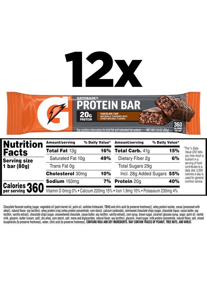 Gatorade Whey Protein Recover Bars, Chocolate Chip, 2.8 ounce bars (12 Count) - Image 2