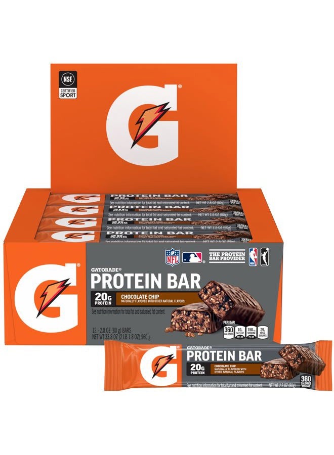 Gatorade Whey Protein Recover Bars, Chocolate Chip, 2.8 ounce bars (12 Count) - Image 1