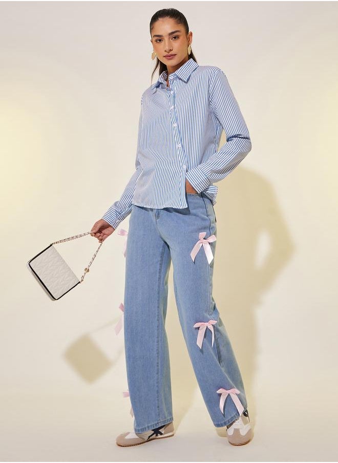 Take Two Take Two Striped Asymmetric Button Front Regular Fit Shirt  - Image 2