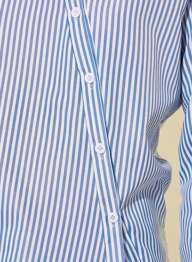 Take Two Take Two Striped Asymmetric Button Front Regular Fit Shirt
