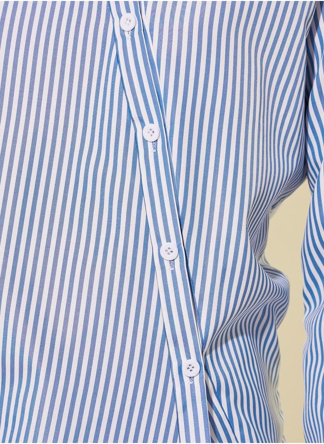 Take Two Take Two Striped Asymmetric Button Front Regular Fit Shirt  - Image 3
