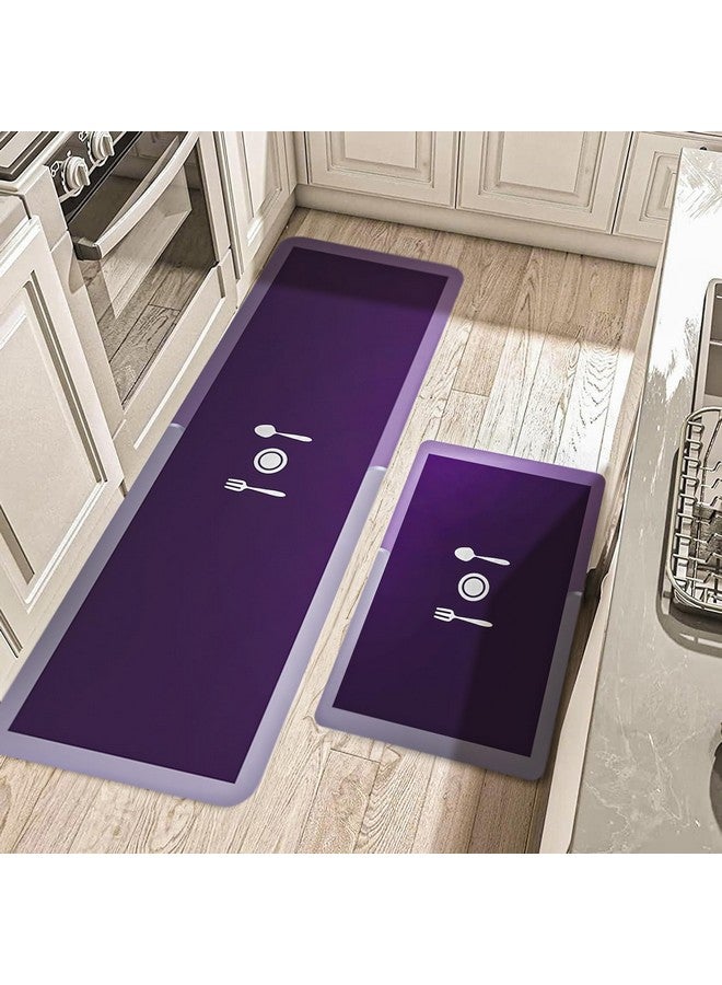 Status Contract Kitchen Mats for Floor | Set of Runner & Mat Kitchen Decor | Anti-Skid Rubber Kitchen Floor Mat | Napa Skin Super Absorbent Non Slip Mat - Floor Rug | Waterproof Kitchen Mat | (Purple) (RR-120x40,DM-38x58 CM) - Image 1