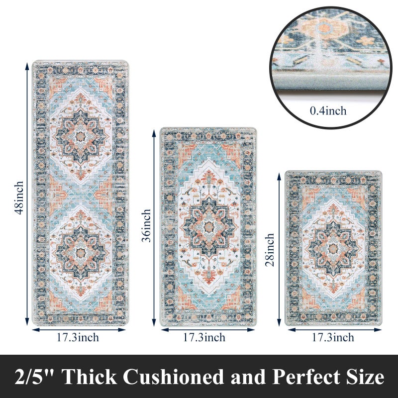 MJIAHOMDEC Cushioned Kitchen Rug Sets 3 Piece Anti Fatigue Kitchen Mats for Floor Non Slip Waterproof Kitchen Rugs and Mats Comfort Standing Mat Runner for Home Office,Sink,Laundry - Image 2