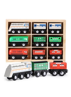 SainSmart Jr. SainSmart Jr. 9 Pcs Wooden Train Set Magnetic Train Toys for Toddlers Kids Engine Vehicles Toy Train Cars for Boys Girls Compatible with Train Tracks  - Image 1