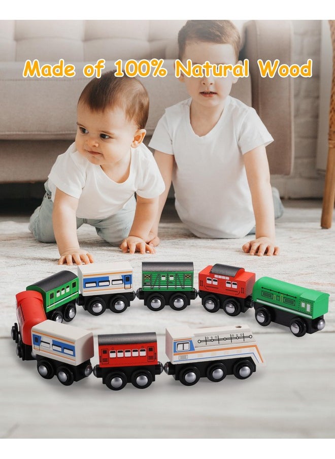 SainSmart Jr. SainSmart Jr. 9 Pcs Wooden Train Set Magnetic Train Toys for Toddlers Kids Engine Vehicles Toy Train Cars for Boys Girls Compatible with Train Tracks  - Image 3