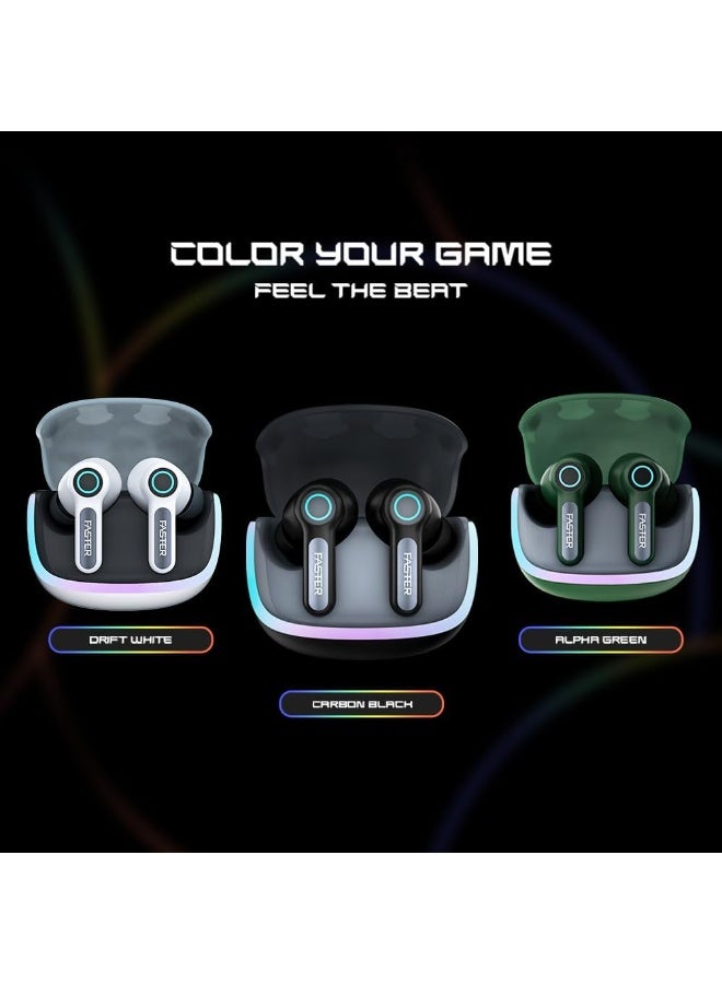 Faster NeoniX Wireless Earbuds-5.3 Bluetooth Dynamic Driver Low Latency 13mm Speakers ENC, RGB Lighting- Eaphones 6H Playback Siri Google Assistant, 500mAh Case & 40mAh Earbuds Capacity(Drift White) - Image 5