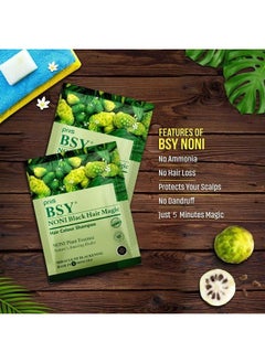 BSY Noni black hair magic shampoo | Noni hair colour | Noni hair dye | Hair dye | Hair dye shampoo | shampoo based hair color | 5 Mins hair color | Ammonia-free hair color | shampoo | (20mlX20) 
