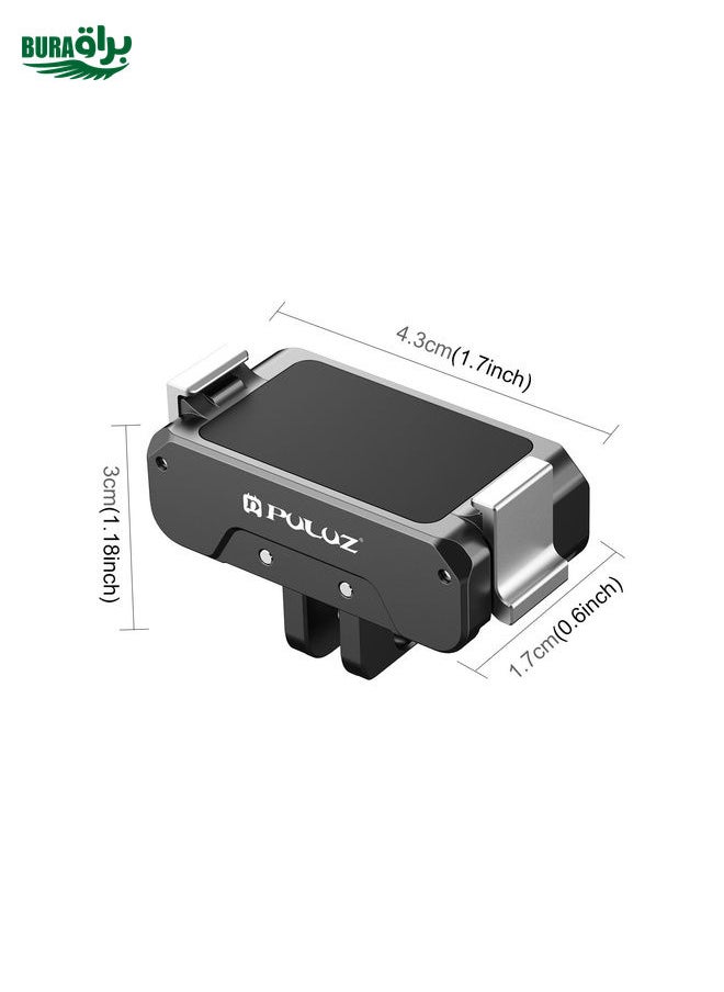 BURAQ For DJI Osmo Action 5 Pro / 4 / 3 PULUZ Magnetic Quick Release Metal Base (Black)  - Image 2