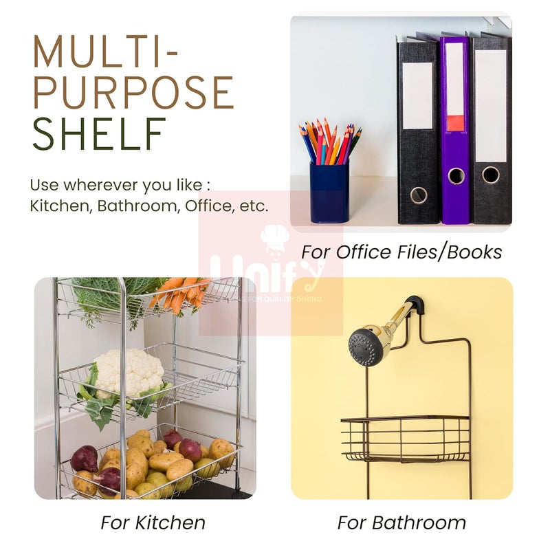 Unify Stainless Steel Multipurpose Storage Organizer - Corner Shelf for Kitchen and Bathroom, Shelf Rack, Bathroom Shelf Wall Mounted, Chrome Finish, Size: 23 x 23 x 5 cm (Set of 2) - Image 5