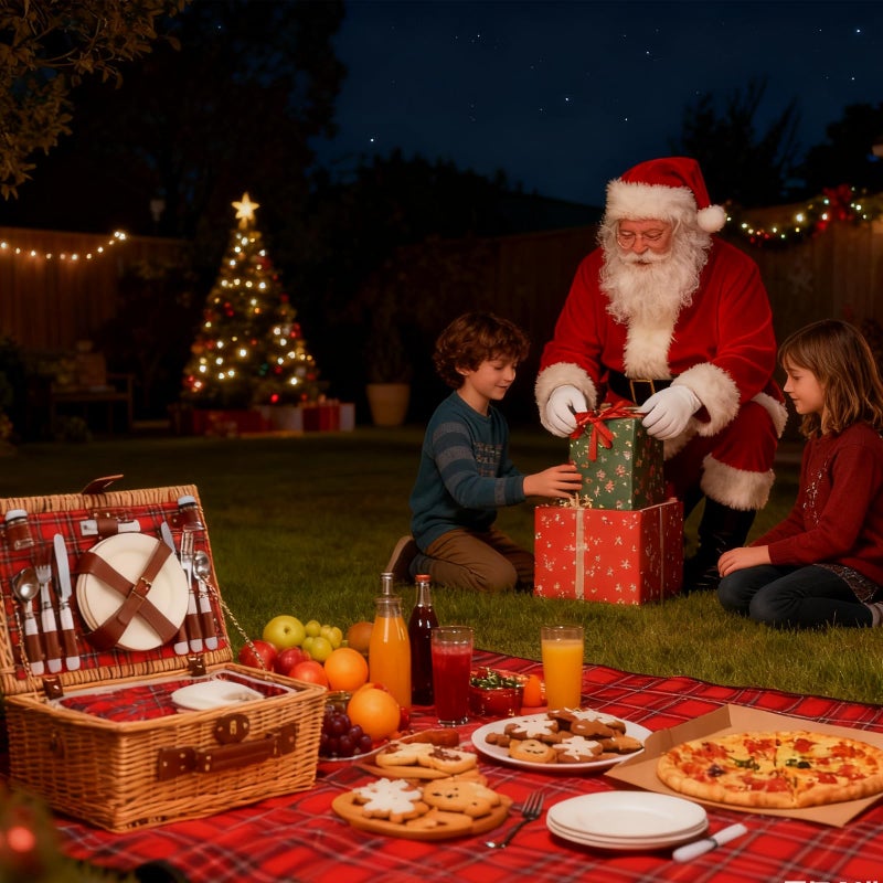 HYBDAMAI Wicker Picnic Basket for 4 with Waterproof Picnic Blanket and Insulated Cooler, Willow Hamper for Camping, Outdoors, Photoshoot, or a Birthday, Valentineâ€™s Day, Wedding Gift - Image 4