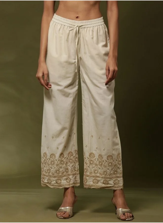 أبهشتي zari schiffli palazzo-offwhite