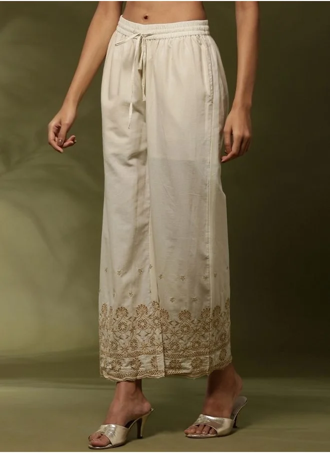 أبهشتي zari schiffli palazzo-offwhite