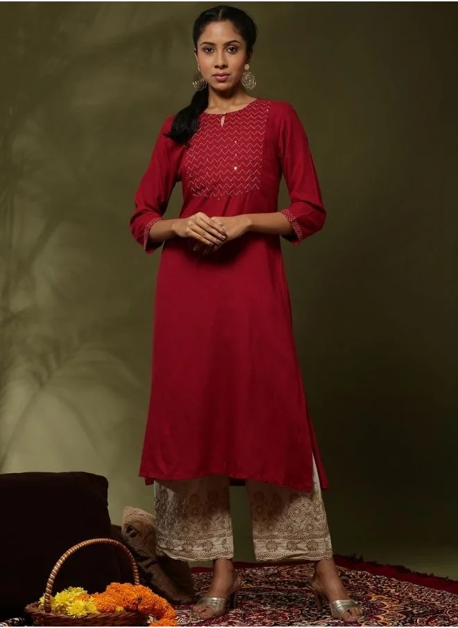 Abhishti zari schiffli palazzo-offwhite