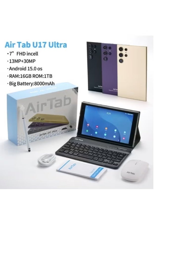 إيرتاب جهاز U17 Ultra اللوحي بشاشة 7 بوصات يعمل بنظام Android 15 - ذاكرة وصول عشوائي 16 جيجابايت، سعة تخزين 1 تيرابايت، قلم لمس ولوحة مفاتيح مرفقة، بطارية 8000 مللي أمبير - Image 3