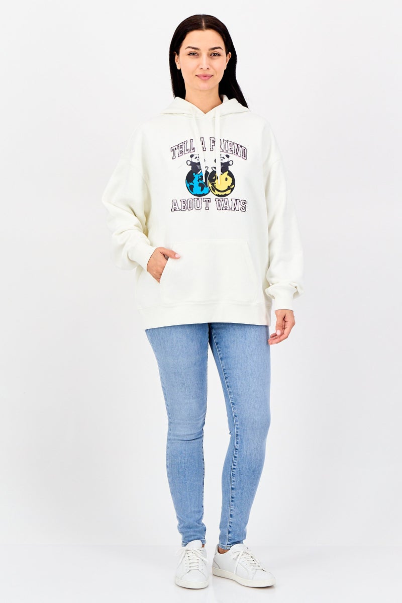 VANS Women Graphic Print Long Sleeve Hoodie, Off White - Image 4