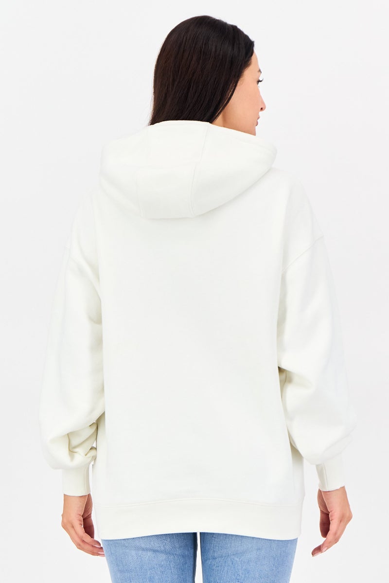 VANS Women Graphic Print Long Sleeve Hoodie, Off White - Image 3