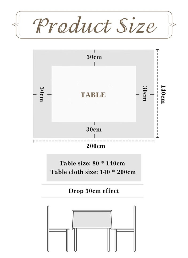 LEOKOR - Rectangle Cotton Linen Tablecloths Dust-Proof Shrink-Proof  Table Cloth with Tassel,140*200cm - Image 1