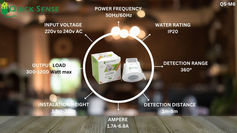 Quick Sense PIR Motion Sensor PR10 | 360° Detection | Ceiling Mount | Automatic Light Control | Energy Saving Sensor | 220–240V AC - Image 2