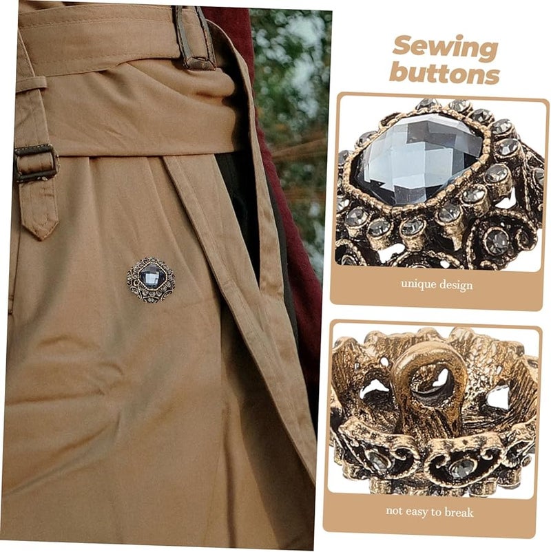 10Pcs Silver Rhinestone Coat Buttons Elegant Sewing Fasteners for DIY Jackets and Coats - Image 4