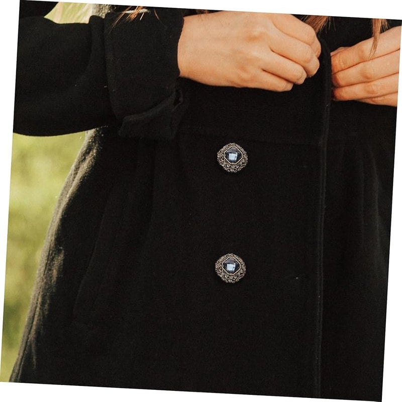 10Pcs Silver Rhinestone Coat Buttons Elegant Sewing Fasteners for DIY Jackets and Coats - Image 5