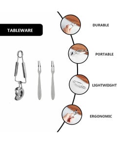 Excefore Snail Tong Forks Set Stainless Steel Escargot Tongs Snail Fork Clip Food Serving Tongs Escargot Dining Set for Kitchen Cooking Restaurant Serving 3Pcs  - Image 3